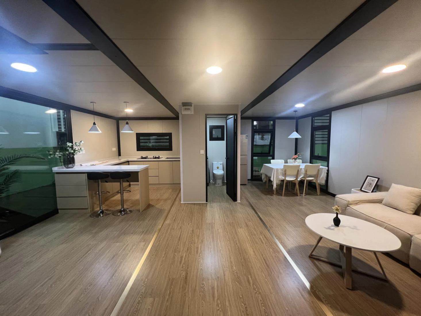 Living and kitchen interior decoration option