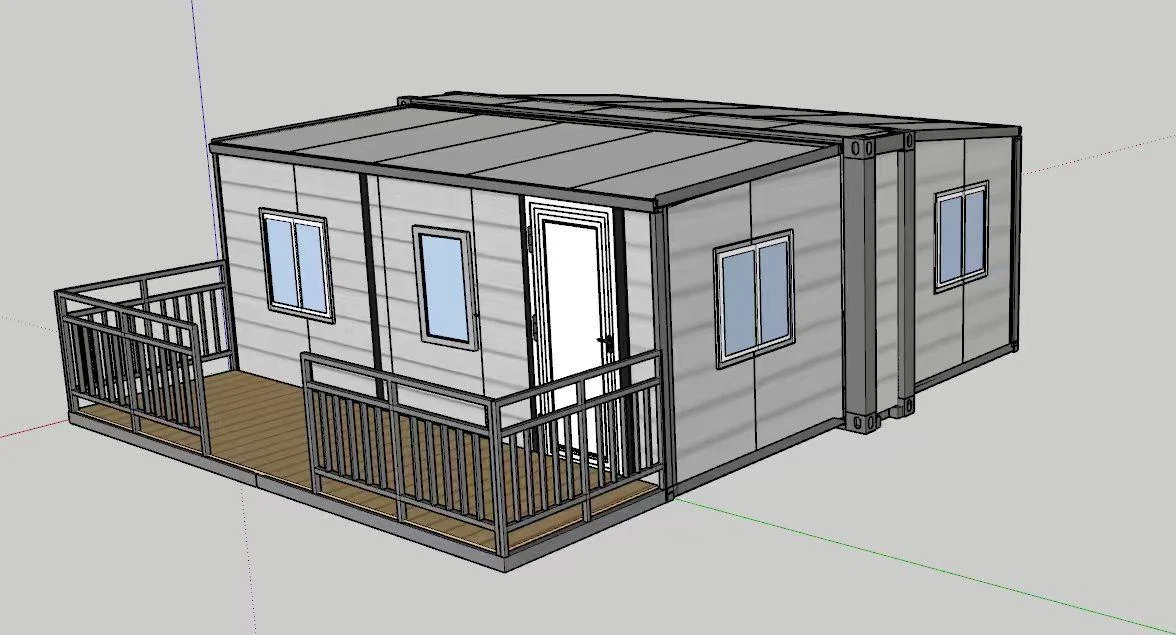 Vacation rental expandable house with deck concept