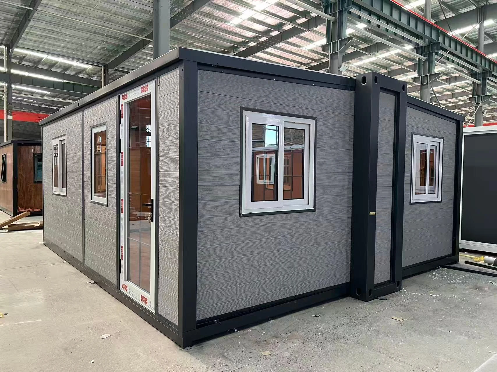 Expandable container house exterior for construction site office
