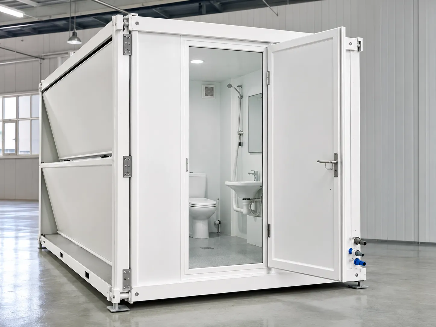 Beige folding container house exterior