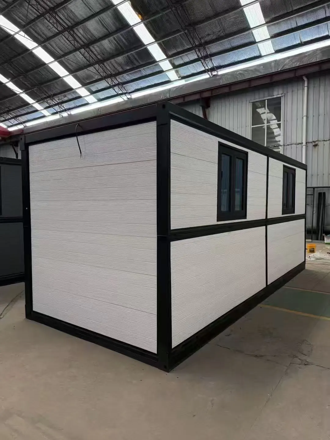 Folding container house white corner view unit