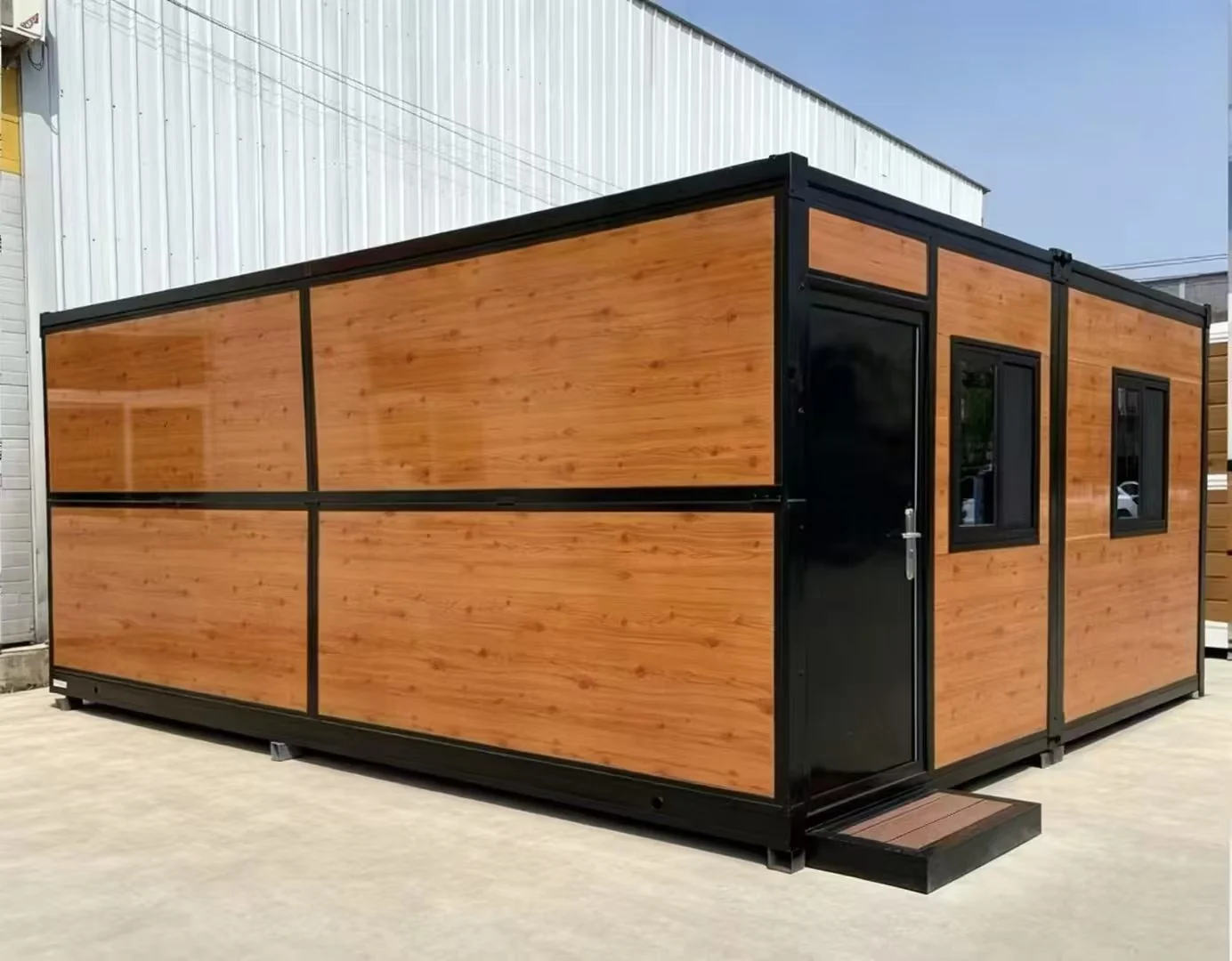Folding container house wood finish exterior unit