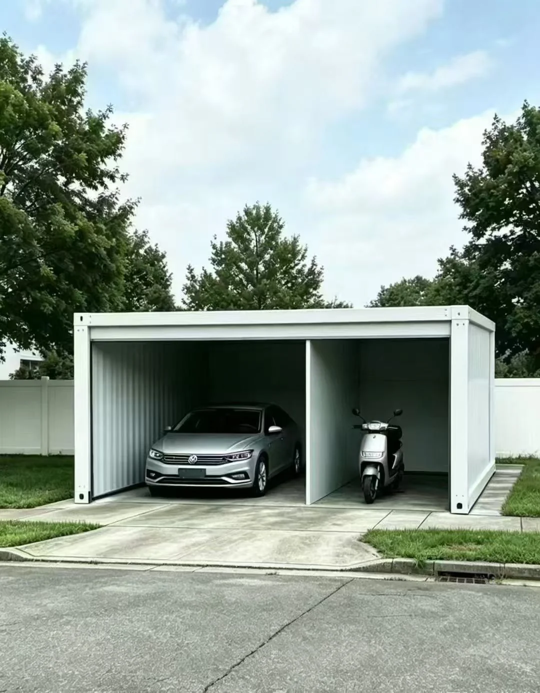 Quick assembly container house garage carport module