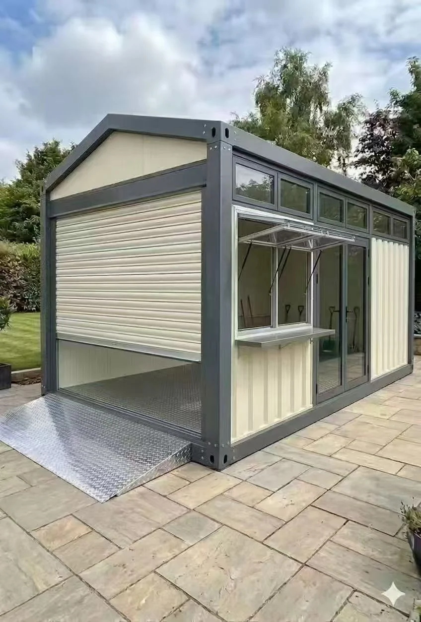 Quick assembly container house gray glass office unit