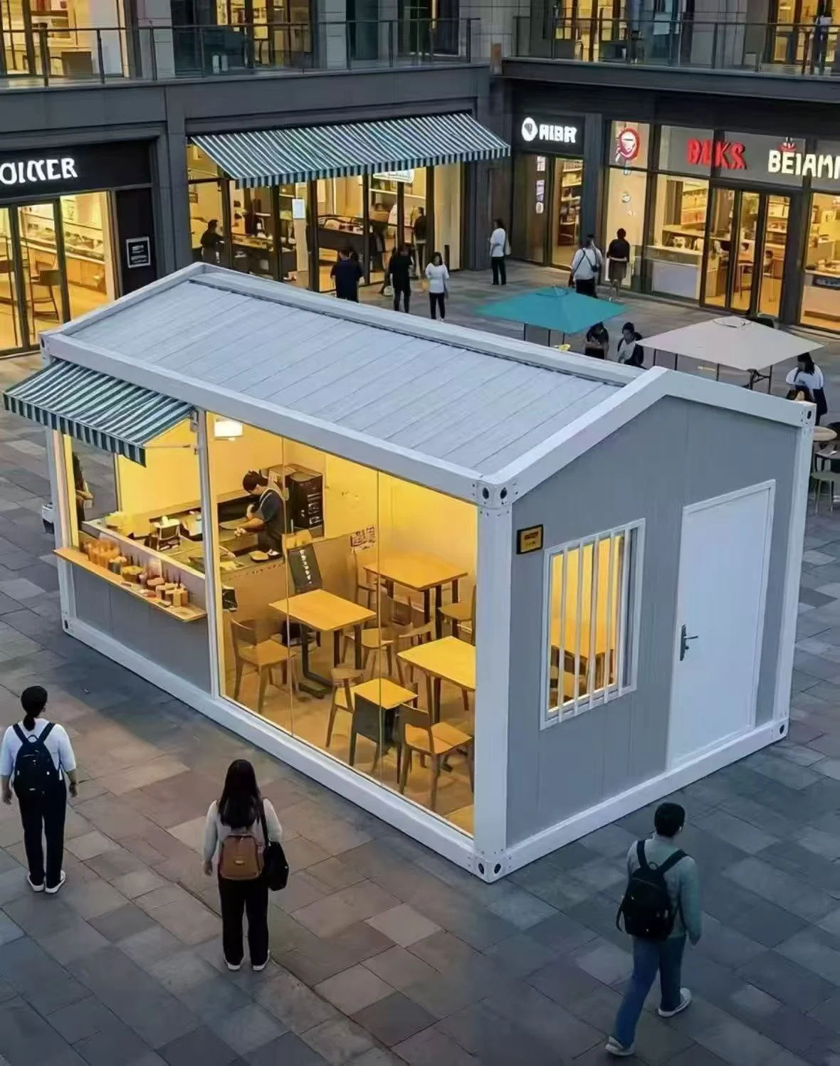 Quick assembly container house outdoor cafe kiosk unit
